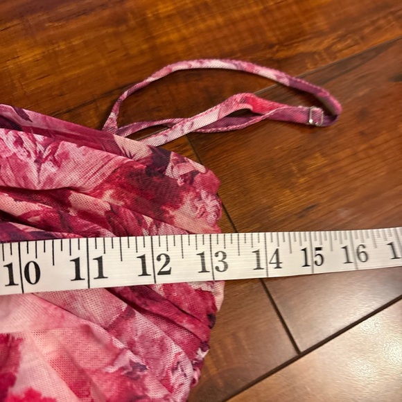 Revolve more to come marina ruched mesh floral pink mini dress size small - Picture 8 of 15